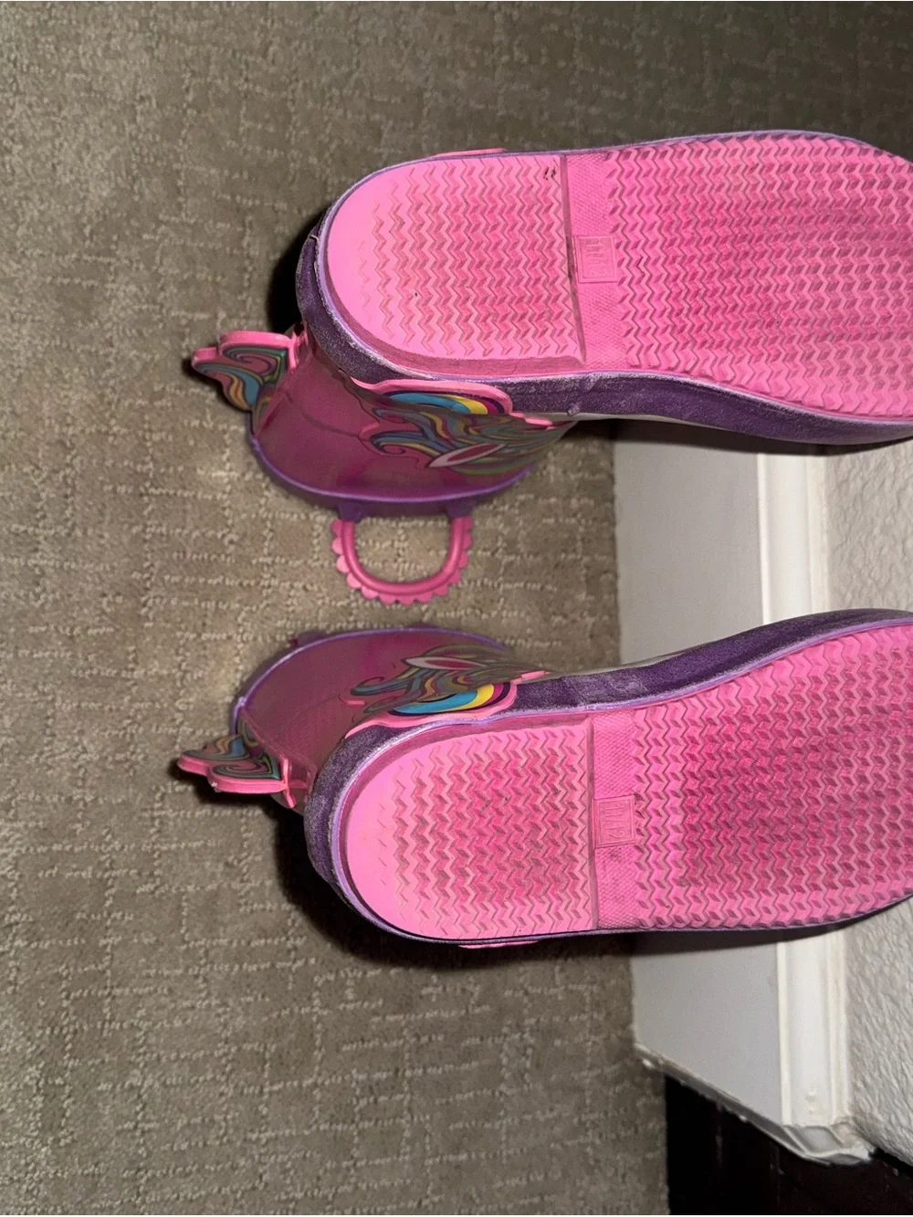 Kids Pink Unicorn Rain & Snow Boots with Easy Pull Handles